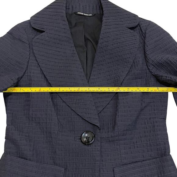 Charles Chang-Lima Women’s 6 Black Navy Blazer | Textured Cotton Wool, USA - Picture 6 of 12